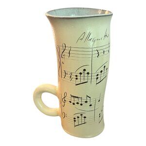 Allegretto Musical Pottery Mug With Musical Notes Design 6.25" Tall Beige, Black